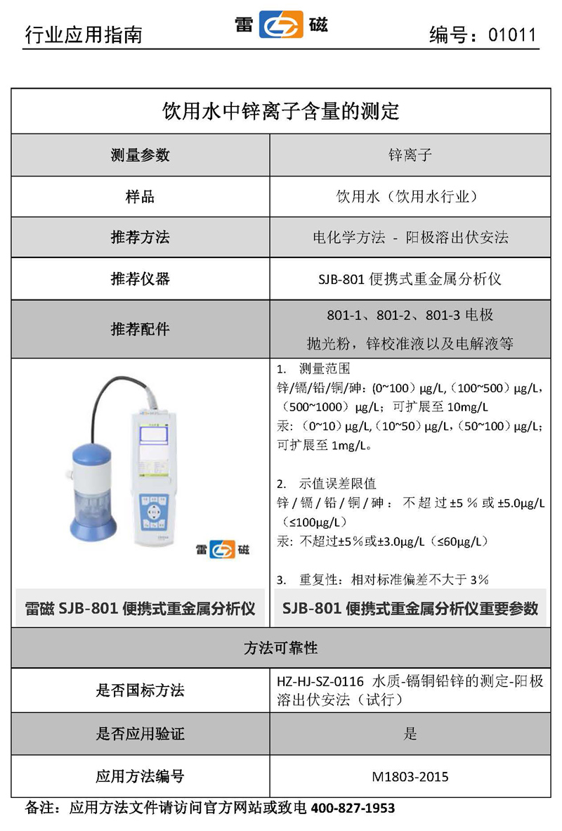 飲用水中鋅離子含量的測(cè)定